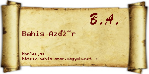 Bahis Azár névjegykártya